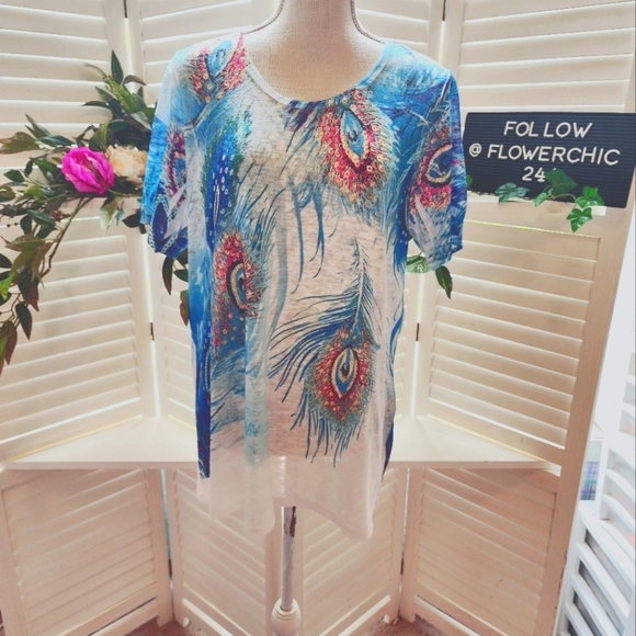 COCO CLOSET PEACOCK TOP XL - Picture 1 of 2